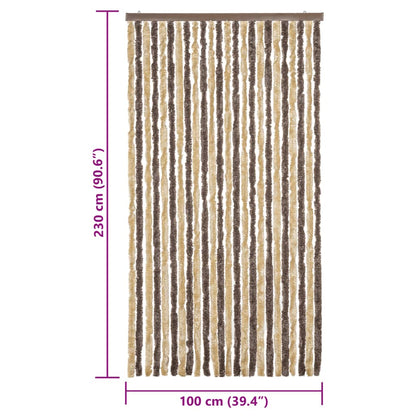 vidaXL Fly Curtain Dark Brown and Beige 100x230 cm Chenille