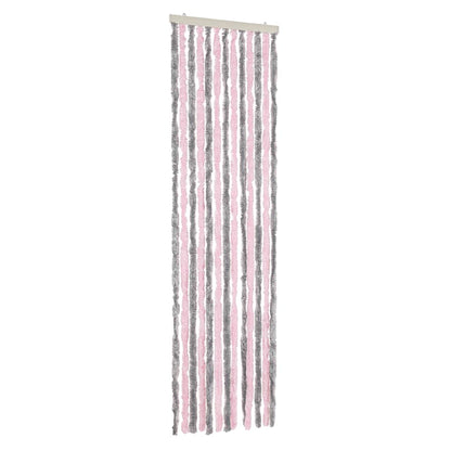 vidaXL Fly Curtain Silver Grey and Pink 56x185 cm Chenille