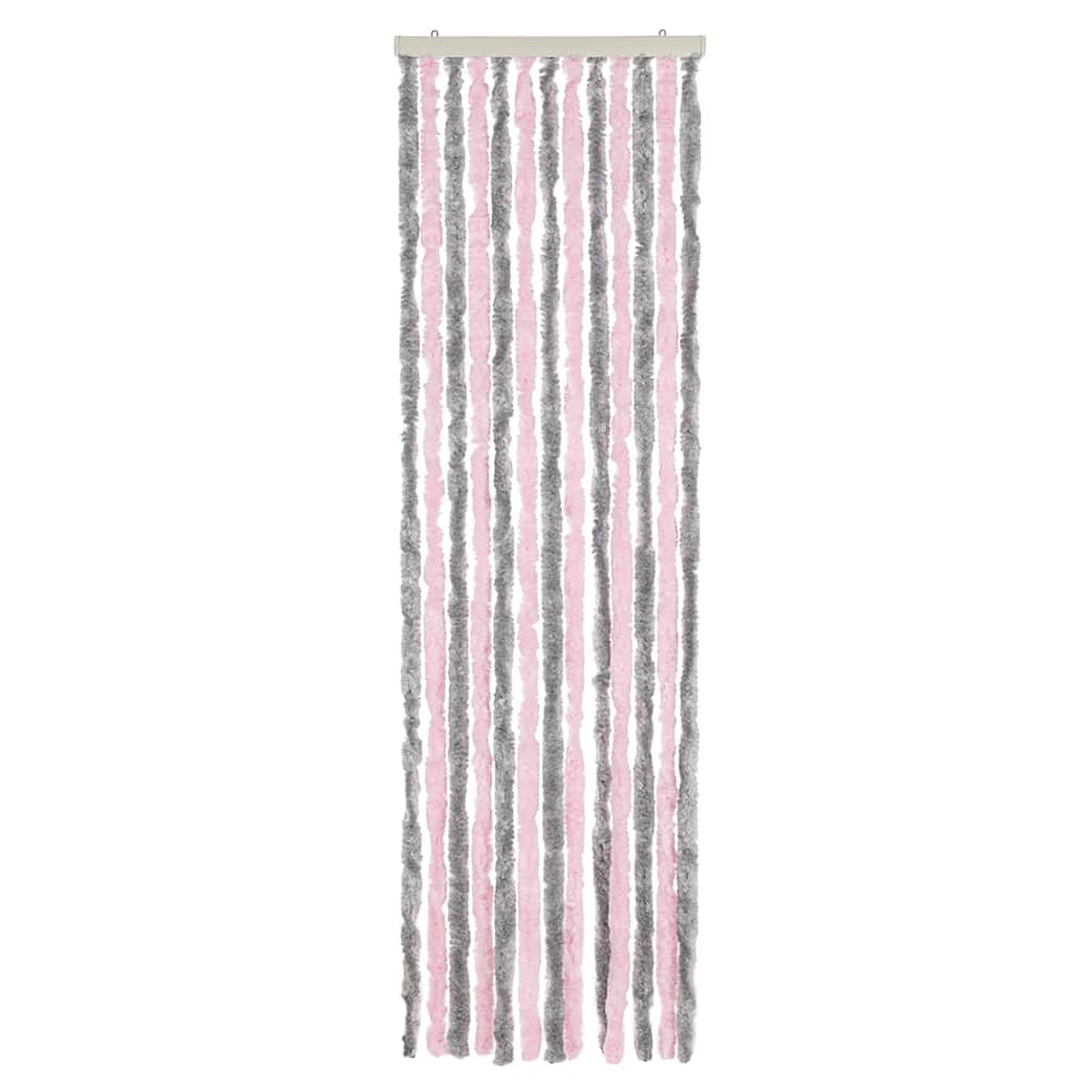 vidaXL Fly Curtain Silver Grey and Pink 56x185 cm Chenille