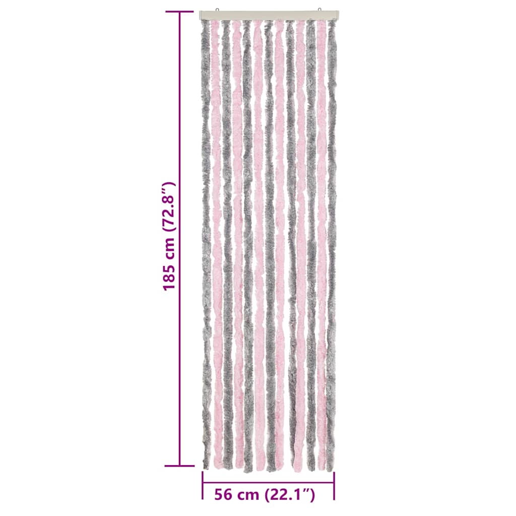 vidaXL Fly Curtain Silver Grey and Pink 56x185 cm Chenille