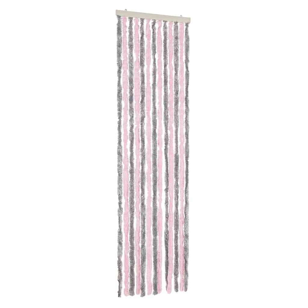 vidaXL Fly Curtain Silver Grey and Pink 56x200 cm Chenille