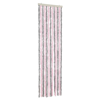 vidaXL Fly Curtain Silver Grey and Pink 56x200 cm Chenille