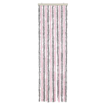 vidaXL Fly Curtain Silver Grey and Pink 56x200 cm Chenille