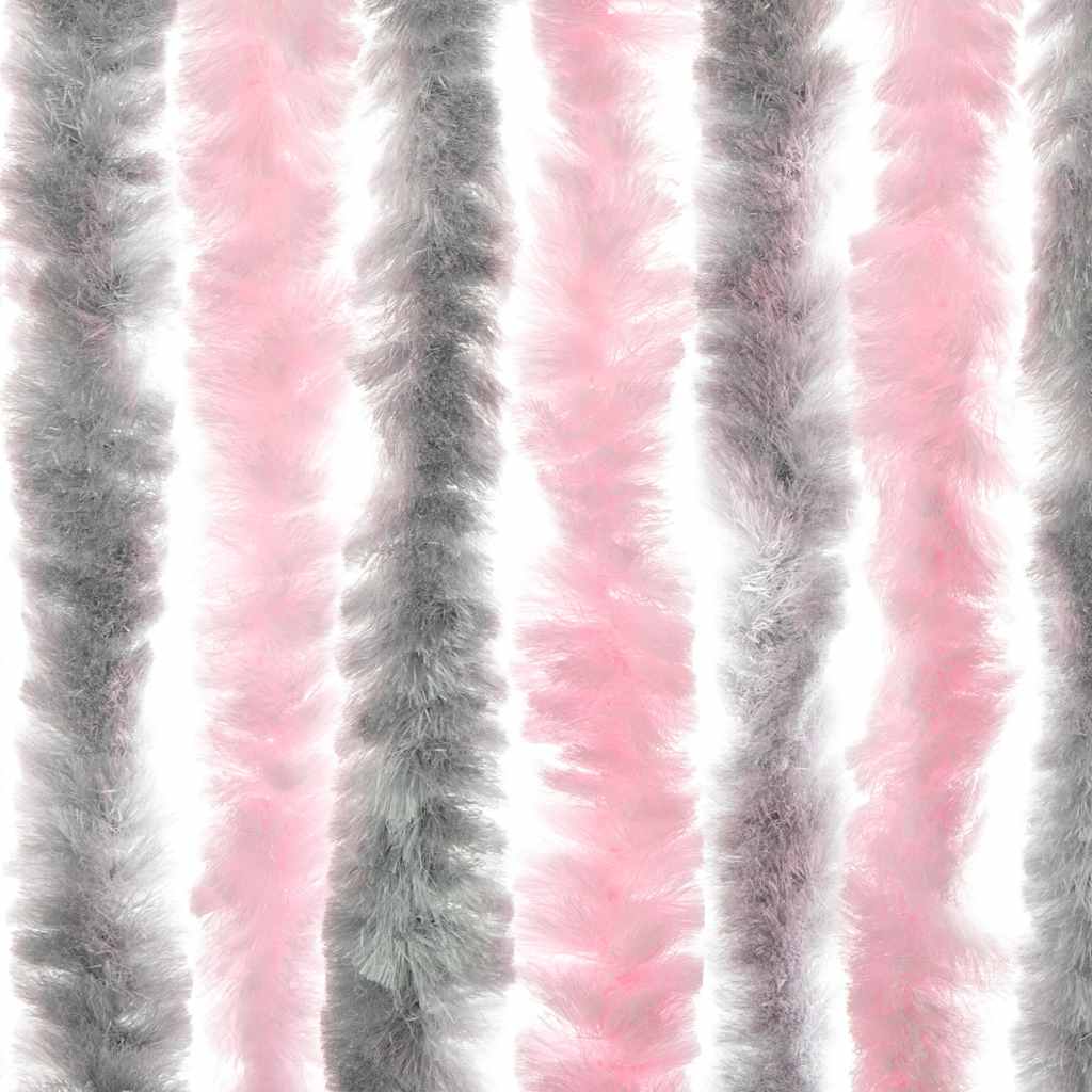 vidaXL Fly Curtain Silver Grey and Pink 56x200 cm Chenille