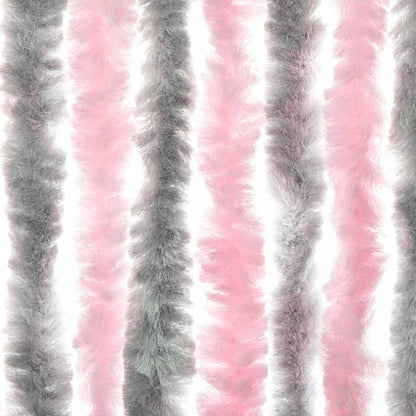 vidaXL Fly Curtain Silver Grey and Pink 56x200 cm Chenille