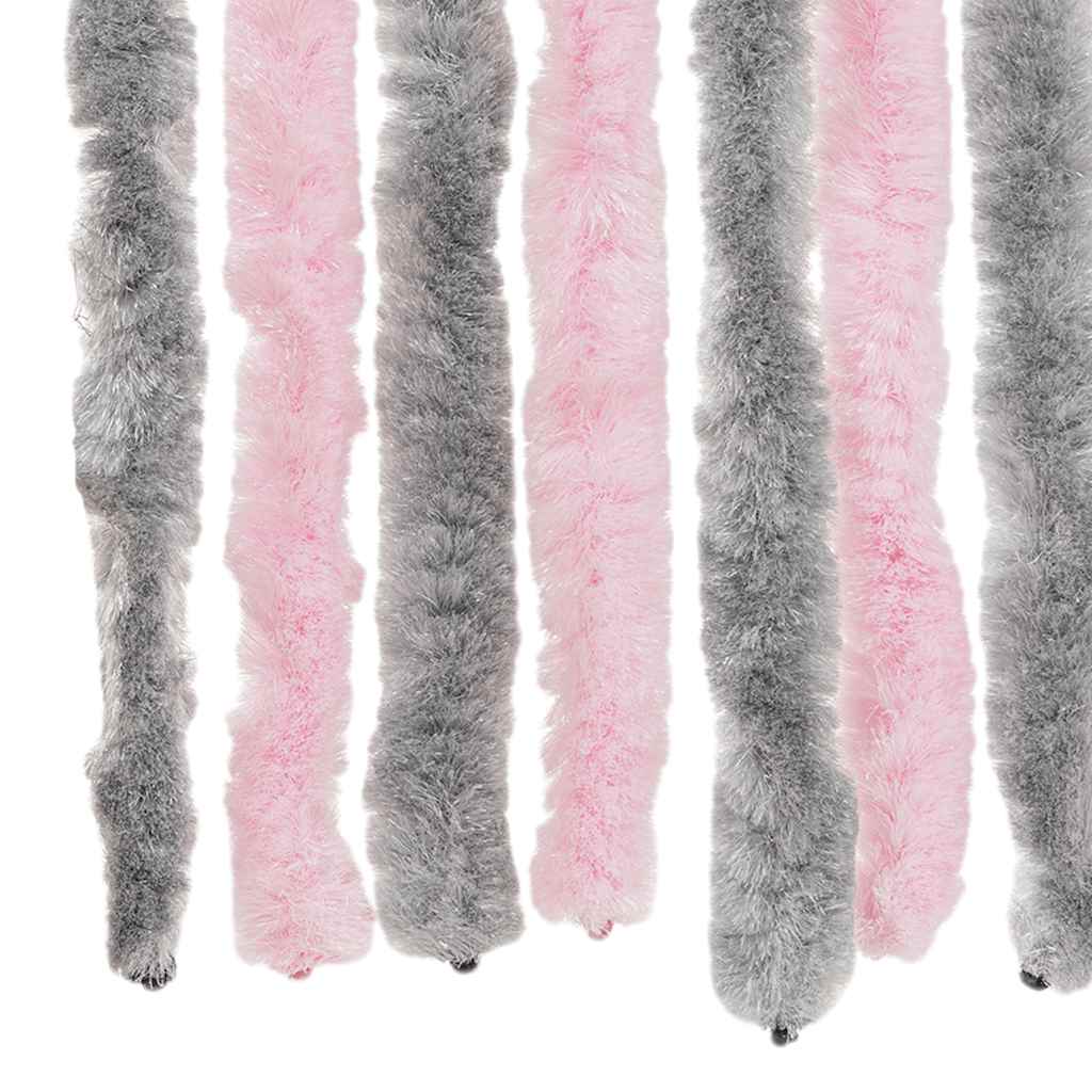vidaXL Fly Curtain Silver Grey and Pink 56x200 cm Chenille