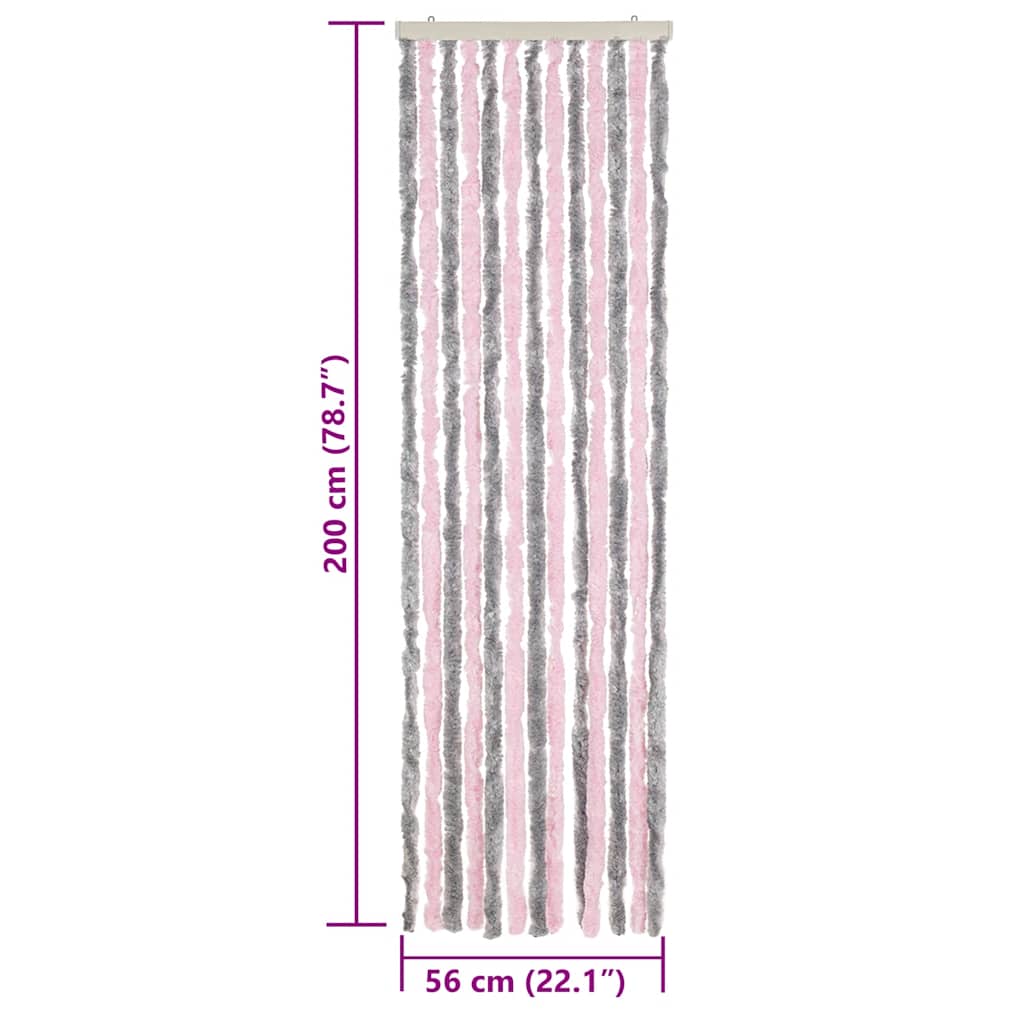 vidaXL Fly Curtain Silver Grey and Pink 56x200 cm Chenille