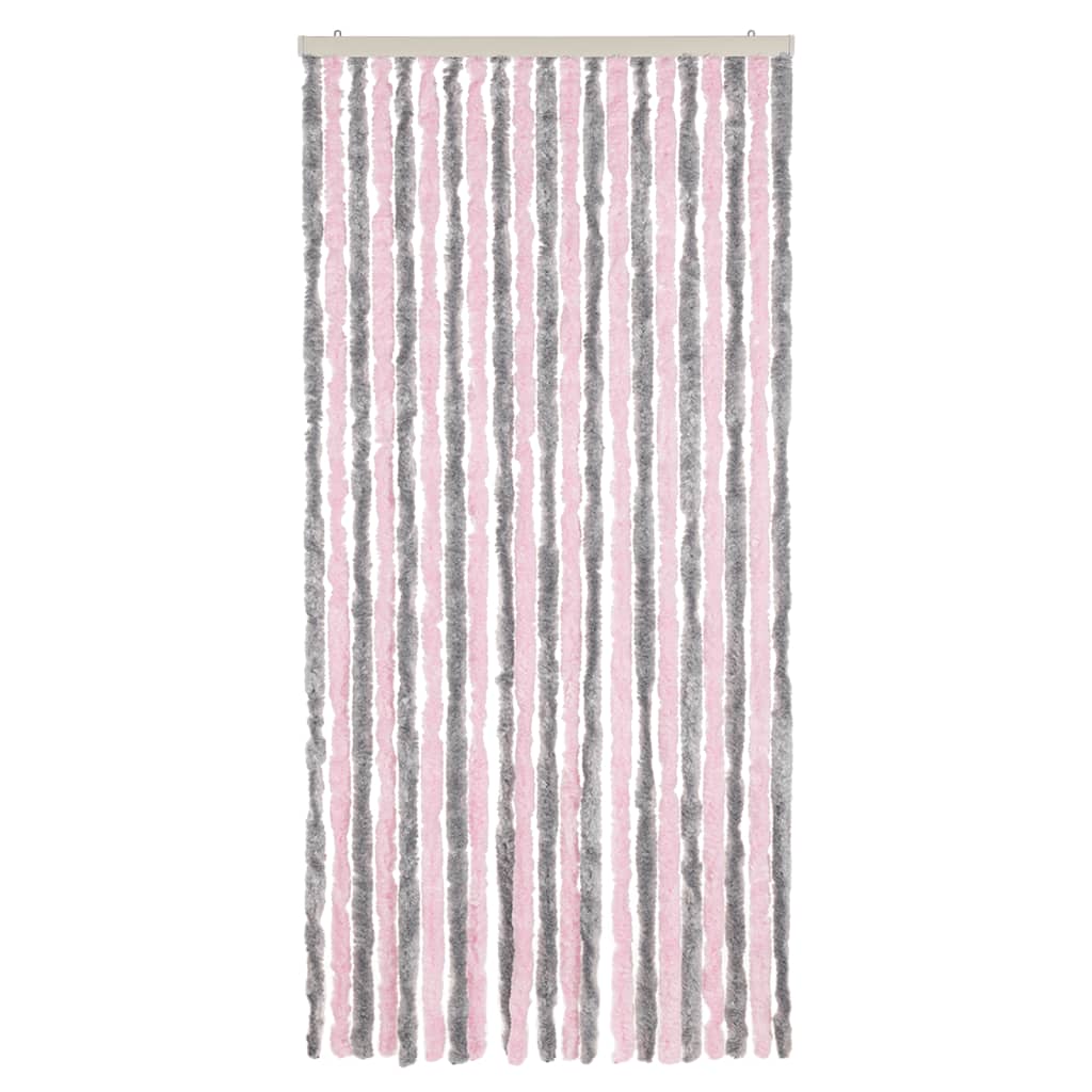 vidaXL Fly Curtain Silver Grey and Pink 90x200 cm Chenille