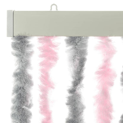vidaXL Fly Curtain Silver Grey and Pink 90x200 cm Chenille
