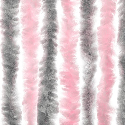 vidaXL Fly Curtain Silver Grey and Pink 90x200 cm Chenille
