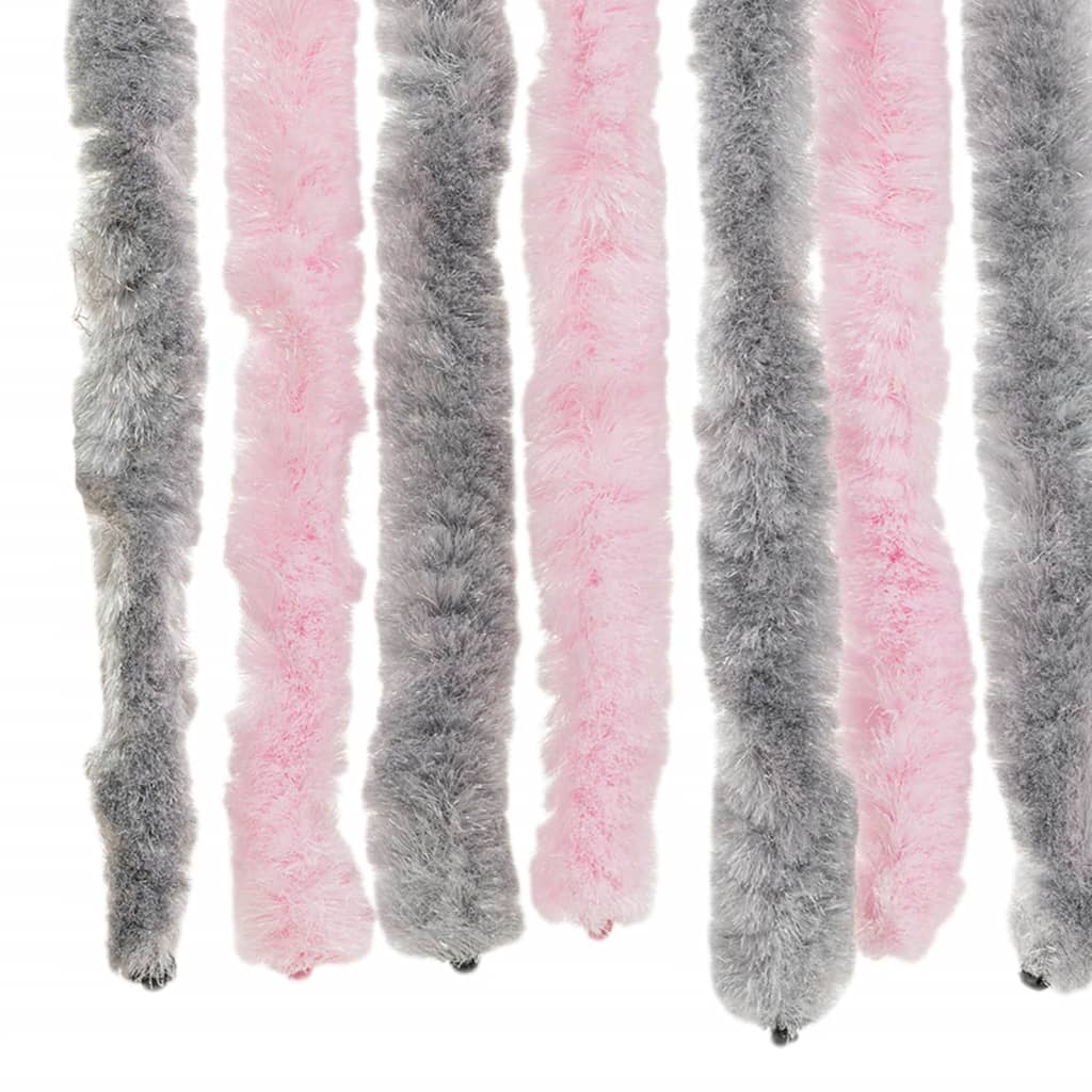 vidaXL Fly Curtain Silver Grey and Pink 90x200 cm Chenille