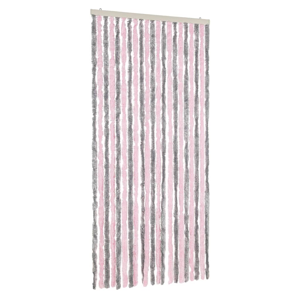 vidaXL Fly Curtain Silver Grey and Pink 90x220 cm Chenille