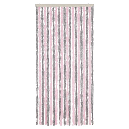 vidaXL Fly Curtain Silver Grey and Pink 90x220 cm Chenille