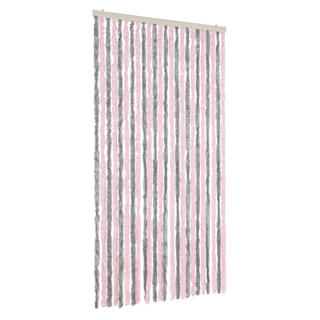 vidaXL Fly Curtain Silver Grey and Pink 100x200 cm Chenille