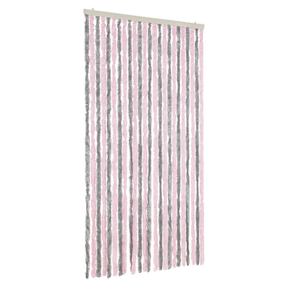 vidaXL Fly Curtain Silver Grey and Pink 100x200 cm Chenille