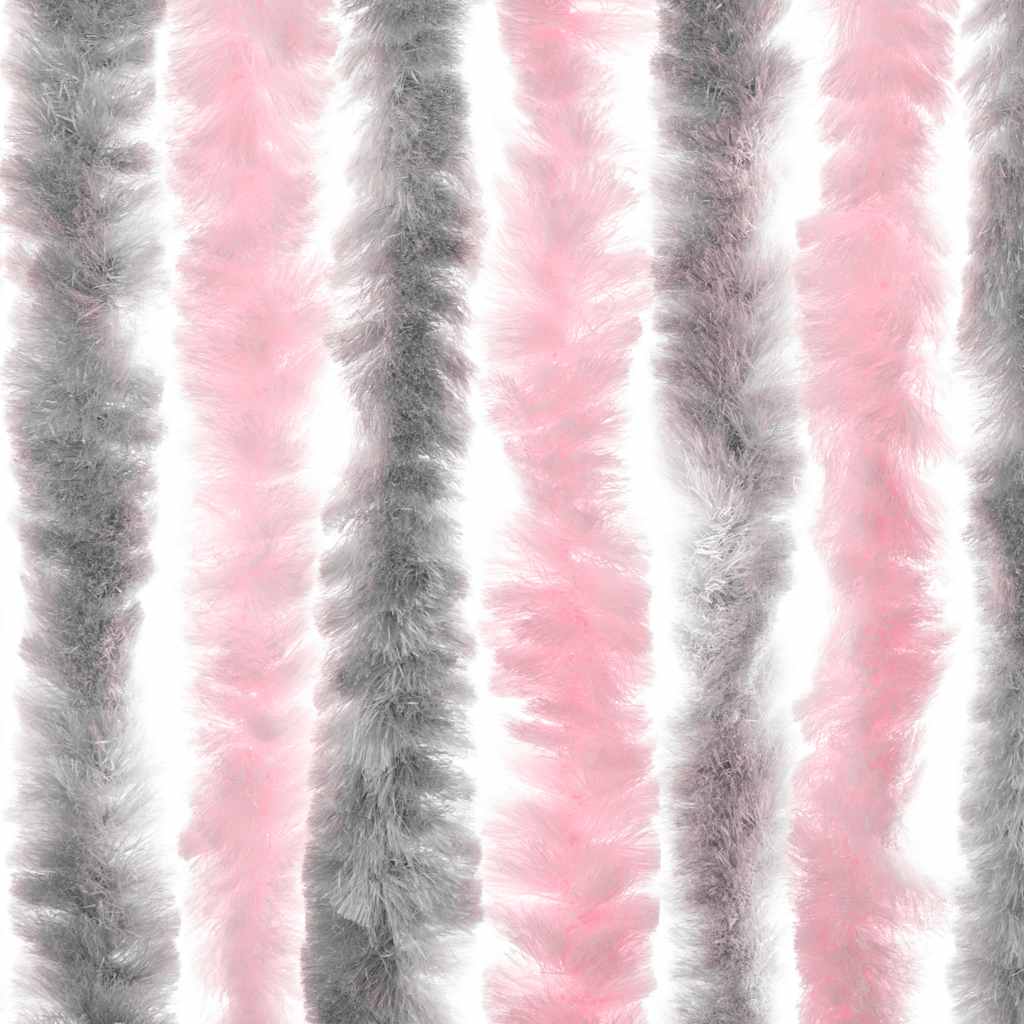 vidaXL Fly Curtain Silver Grey and Pink 100x200 cm Chenille
