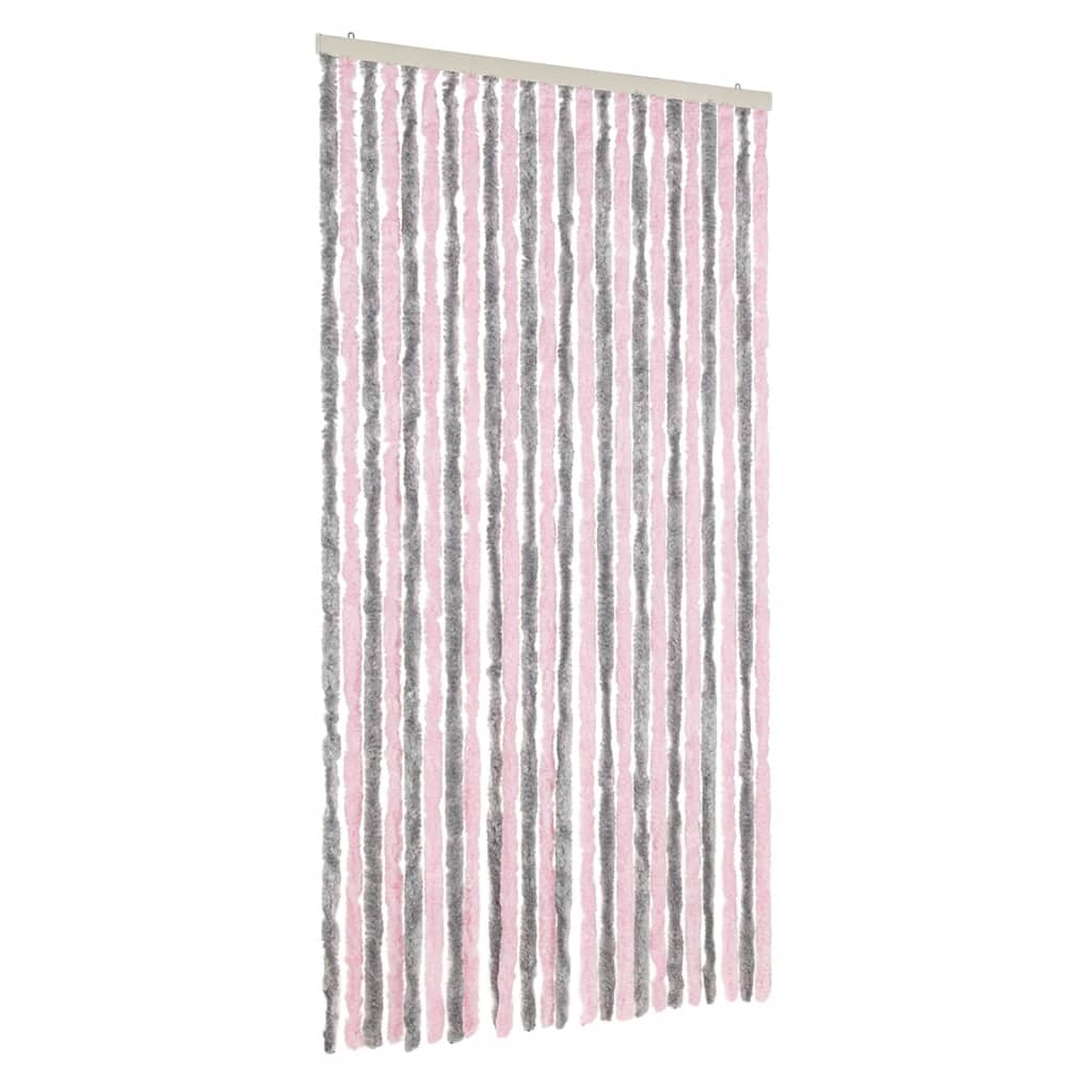 vidaXL Fly Curtain Silver Grey and Pink 100x220 cm Chenille