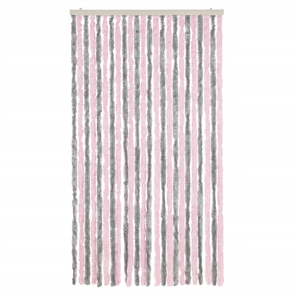 vidaXL Fly Curtain Silver Grey and Pink 100x220 cm Chenille