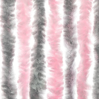 vidaXL Fly Curtain Silver Grey and Pink 100x220 cm Chenille