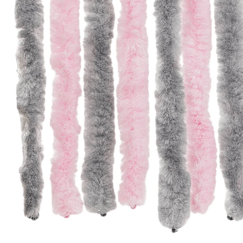 vidaXL Fly Curtain Silver Grey and Pink 100x220 cm Chenille