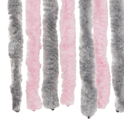 vidaXL Fly Curtain Silver Grey and Pink 100x220 cm Chenille