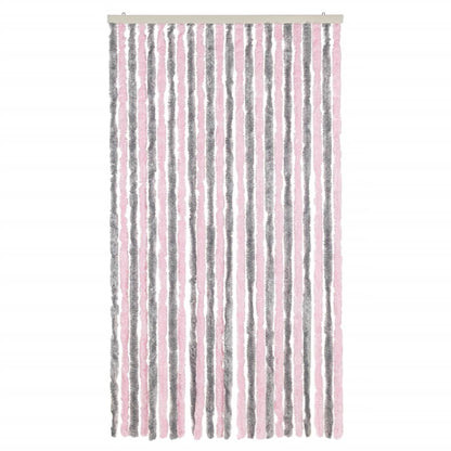 vidaXL Fly Curtain Silver Grey and Pink 100x230 cm Chenille