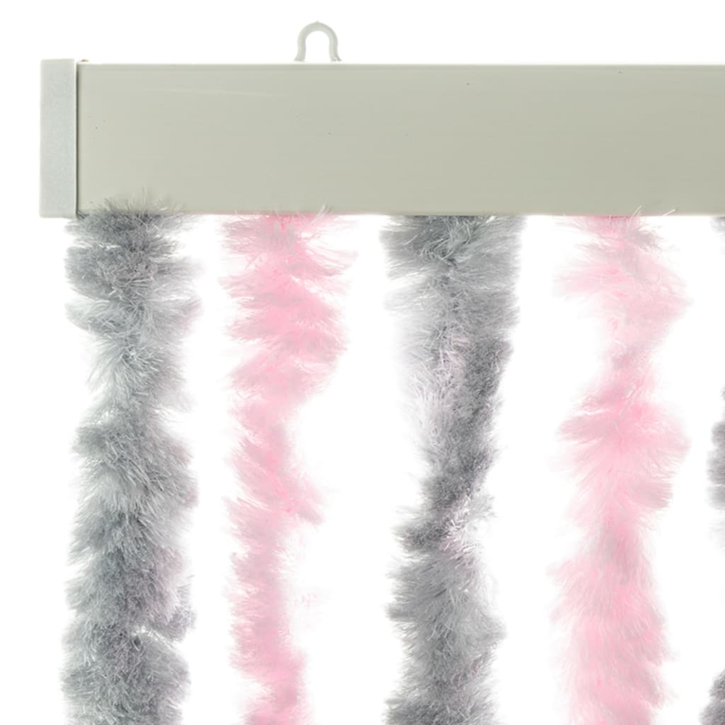 vidaXL Fly Curtain Silver Grey and Pink 100x230 cm Chenille