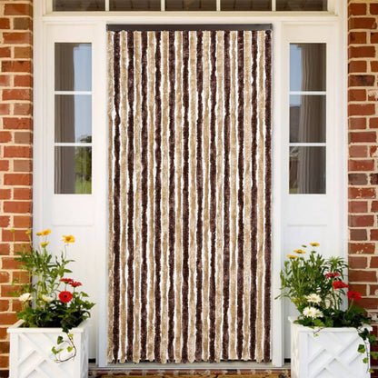 vidaXL Fly Curtain Beige and Light Brown 100x200 cm Chenille