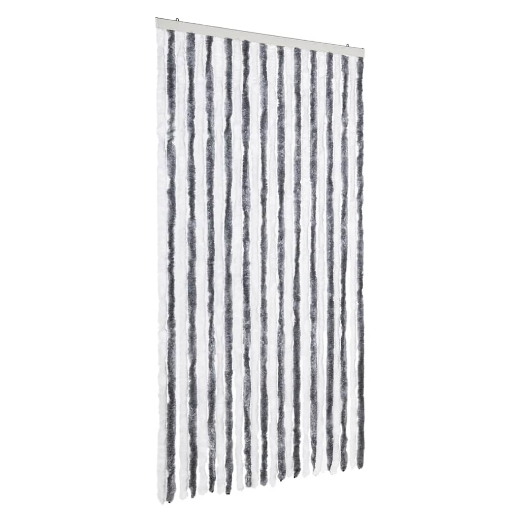 vidaXL Fly Curtain Grey and White 100x230 cm Chenille