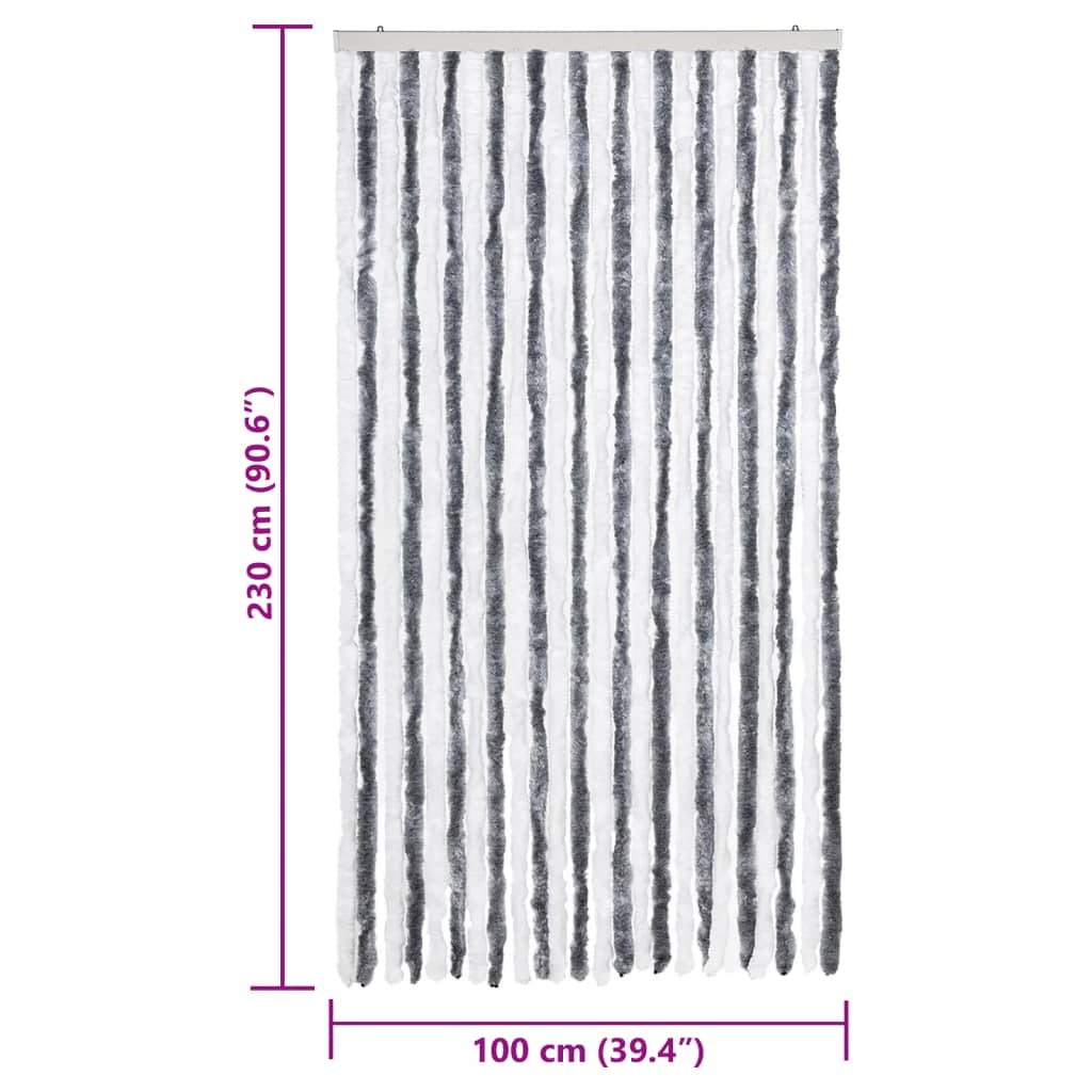 vidaXL Fly Curtain Grey and White 100x230 cm Chenille