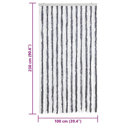vidaXL Fly Curtain Grey and White 100x230 cm Chenille