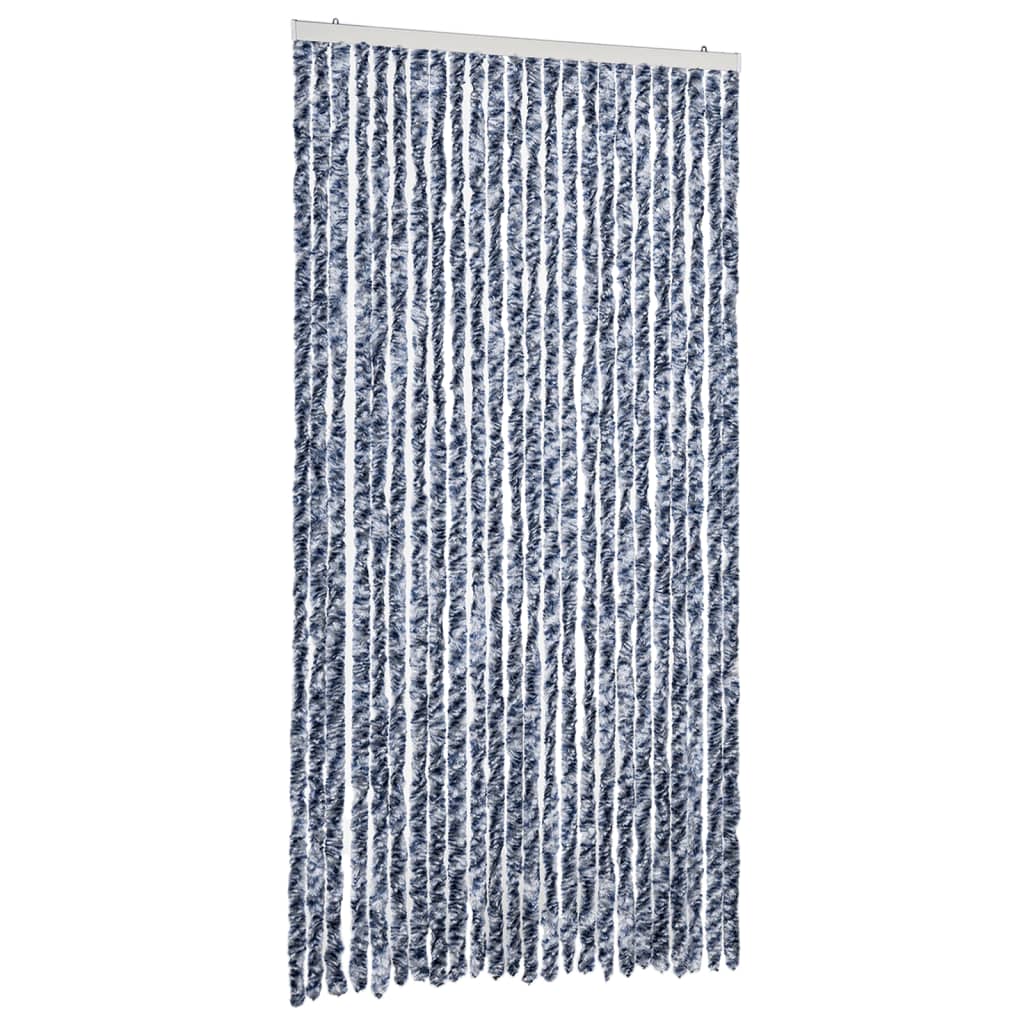 vidaXL Fly Curtain Blue and White 100x200 cm Chenille