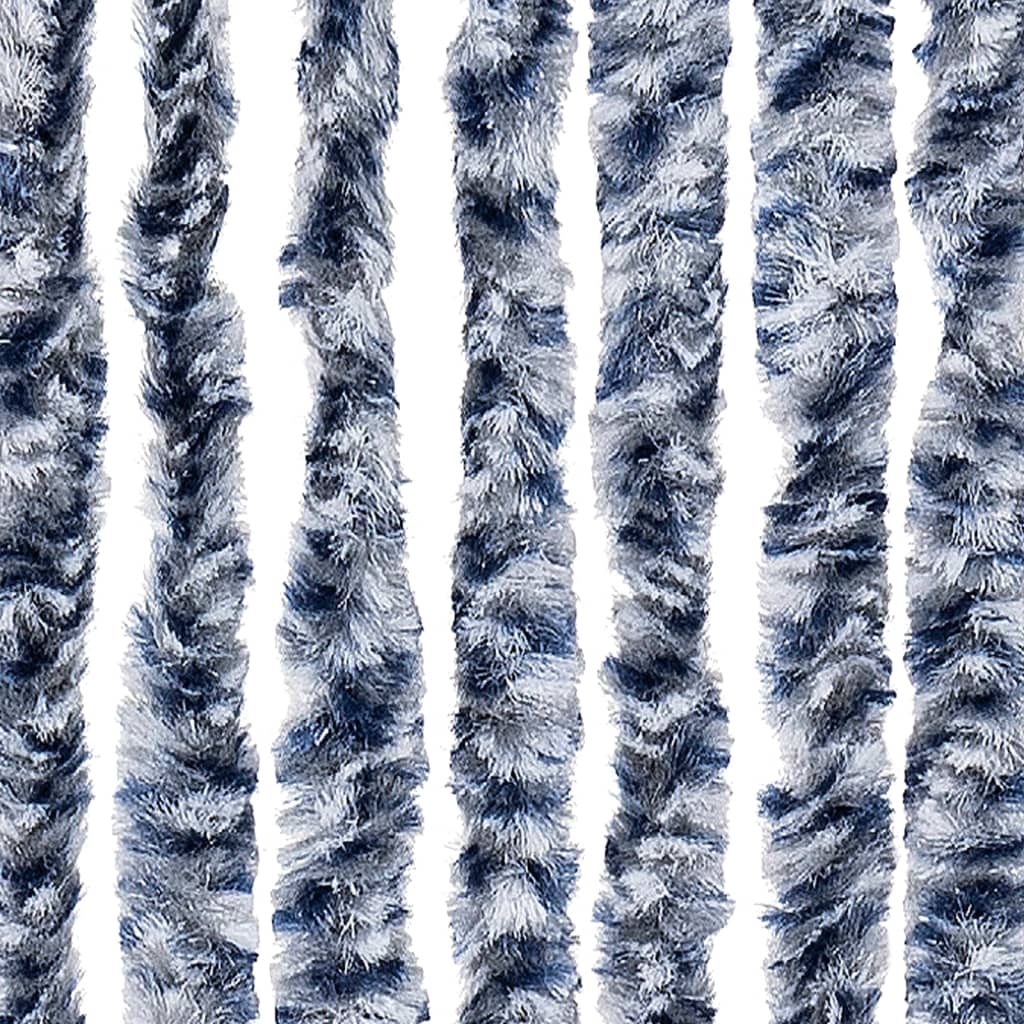 vidaXL Fly Curtain Blue and White 100x200 cm Chenille