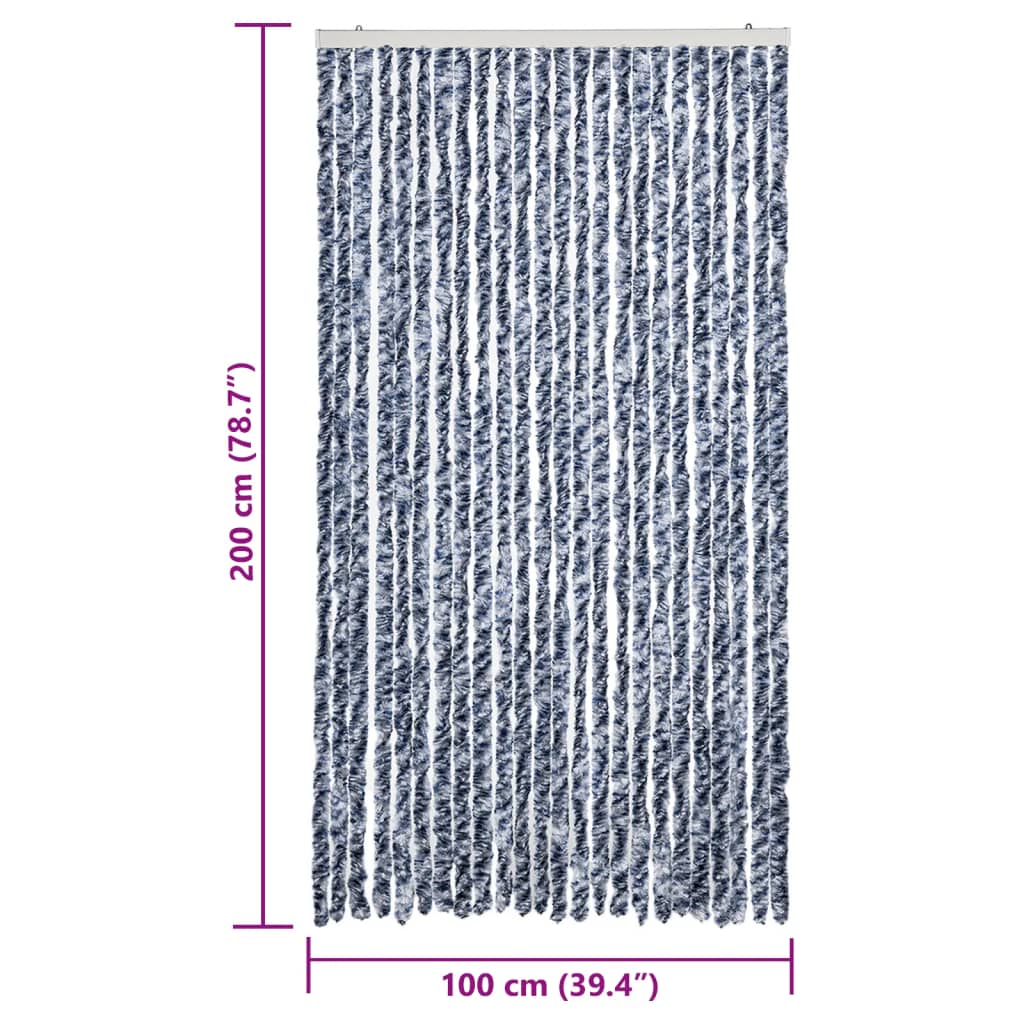 vidaXL Fly Curtain Blue and White 100x200 cm Chenille