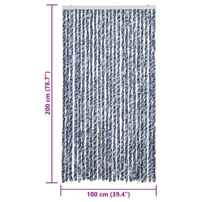 vidaXL Fly Curtain Blue and White 100x200 cm Chenille