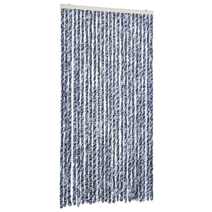 vidaXL Fly Curtain Blue and White 100x230 cm Chenille