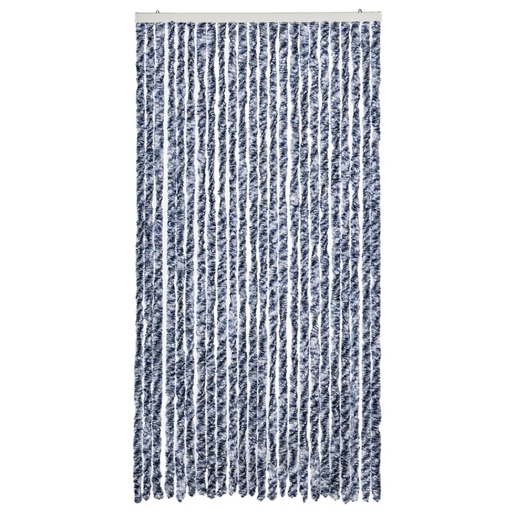 vidaXL Fly Curtain Blue and White 100x230 cm Chenille