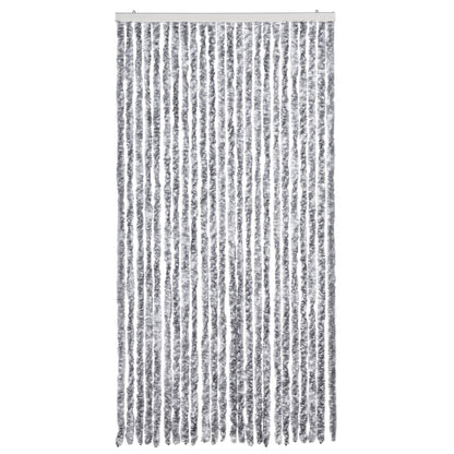 vidaXL Fly Curtain White and Grey 100x200 cm Chenille