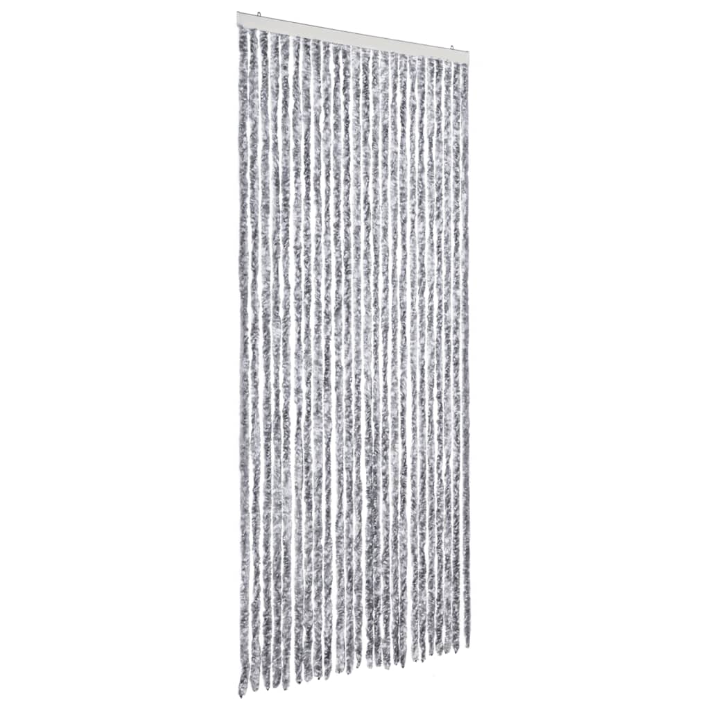 vidaXL Fly Curtain White and Grey 100x230 cm Chenille