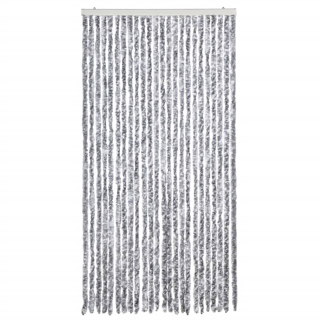 vidaXL Fly Curtain White and Grey 100x230 cm Chenille