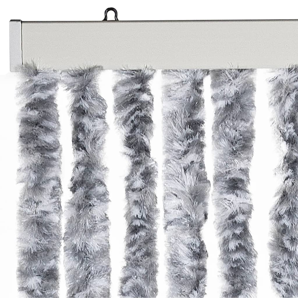 vidaXL Fly Curtain White and Grey 100x230 cm Chenille