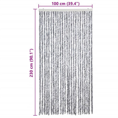 vidaXL Fly Curtain White and Grey 100x230 cm Chenille