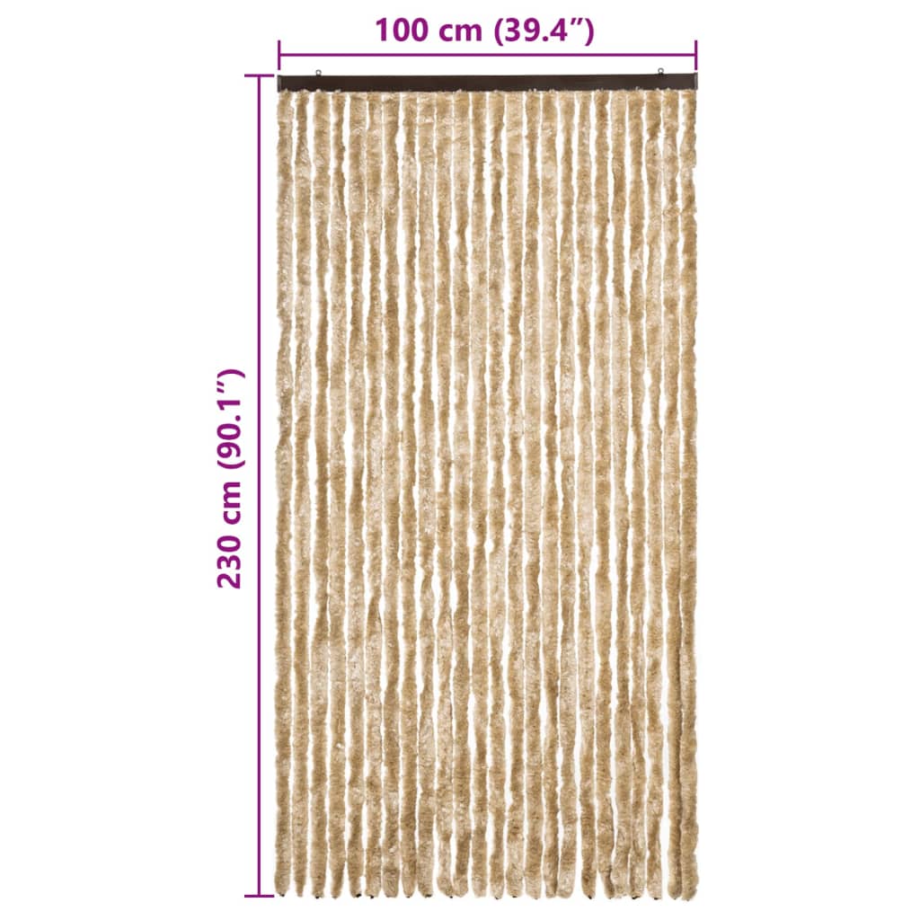 vidaXL Fly Curtain Beige 100x230 cm Chenille