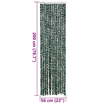 vidaXL Fly Curtain Green and White 56x200 cm Chenille