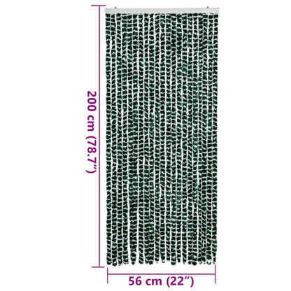 vidaXL Fly Curtain Green and White 90x200 cm Chenille