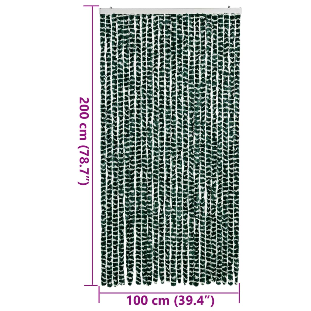 vidaXL Fly Curtain Green and White 100x200 cm Chenille