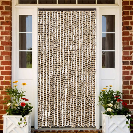 vidaXL Fly Curtain Beige and Brown 90x200 cm Chenille