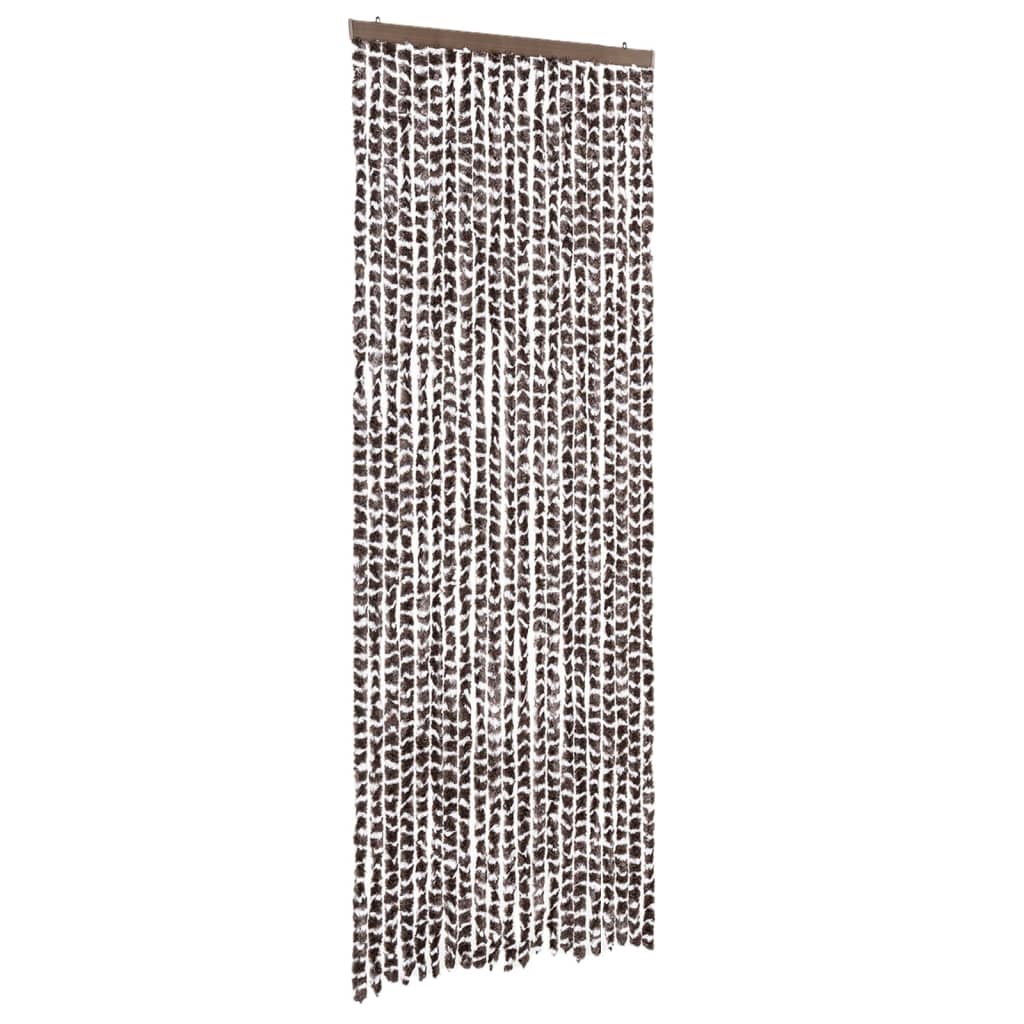 vidaXL Fly Curtain Brown and White 90x200 cm Chenille