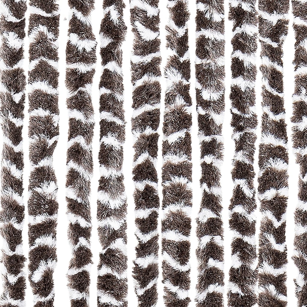 vidaXL Fly Curtain Brown and White 90x200 cm Chenille