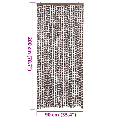 vidaXL Fly Curtain Brown and White 90x200 cm Chenille